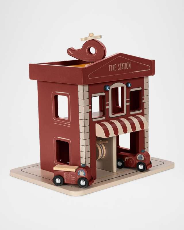 Wooden Fire Station Toy Set